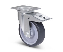 Gumowe kółka obrotowe TPR z hamulcem 125 mm - 135 kg