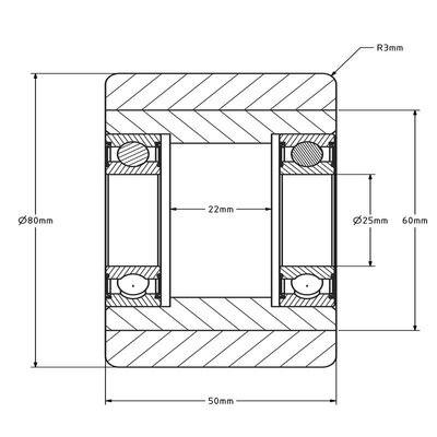 Rolka paletowa PU 80x50 mm - łożysko kulkowe - 500 kg