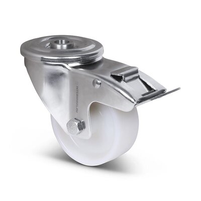 Stal nierdzewna Kółko obrotowe z hamulcem 80 mm - Nylon - 150 kg
