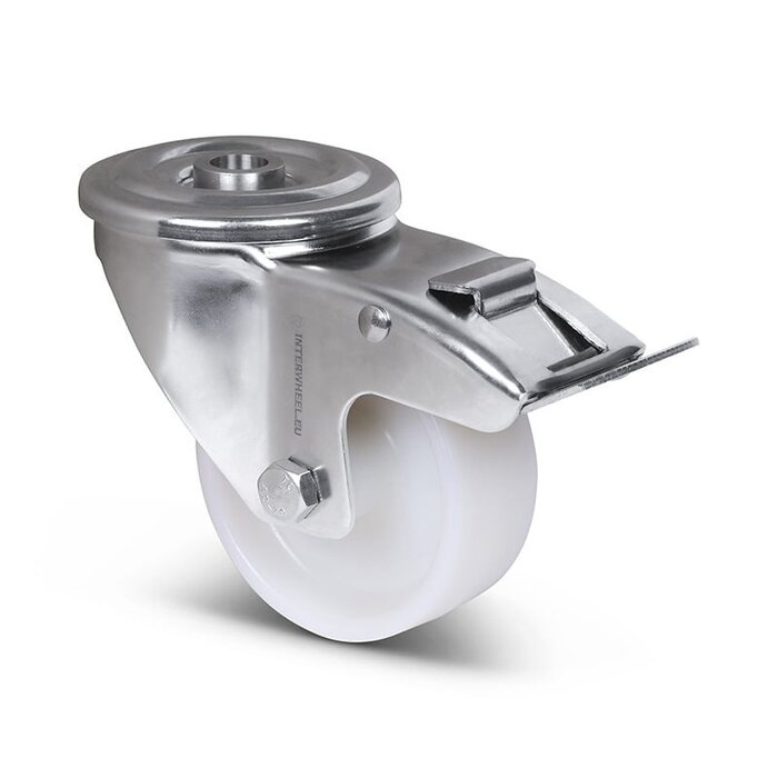 Stal nierdzewna Kółko obrotowe z hamulcem 80 mm - Nylon - 150 kg