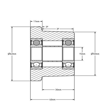 Koło kołnierzowe 50 mm - Stal C45 - 500 kg