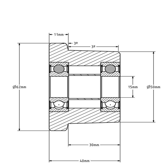 Koło kołnierzowe 50 mm - Stal C45 - 500 kg