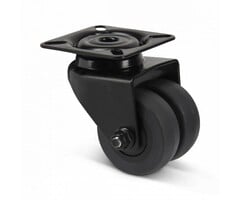 Podwójne czarne kółko obrotowe 50 mm - 80 kg
