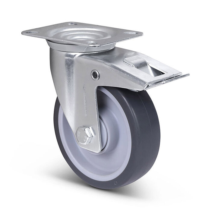 Gumowe kółka obrotowe z hamulcem 125 mm - łożysko kulkowe - 135 kg