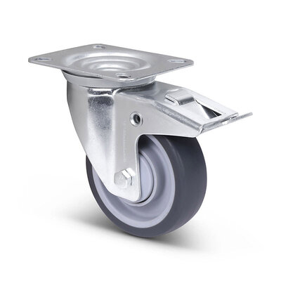 Gumowe kółka obrotowe z hamulcem 100 mm - łożysko kulkowe - 100 kg