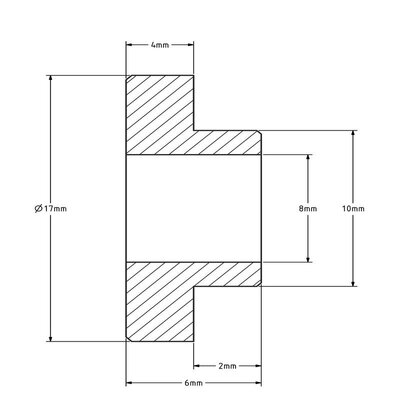 Tuleja wału (T) - 10x8x6 mm | stal ocynkowana