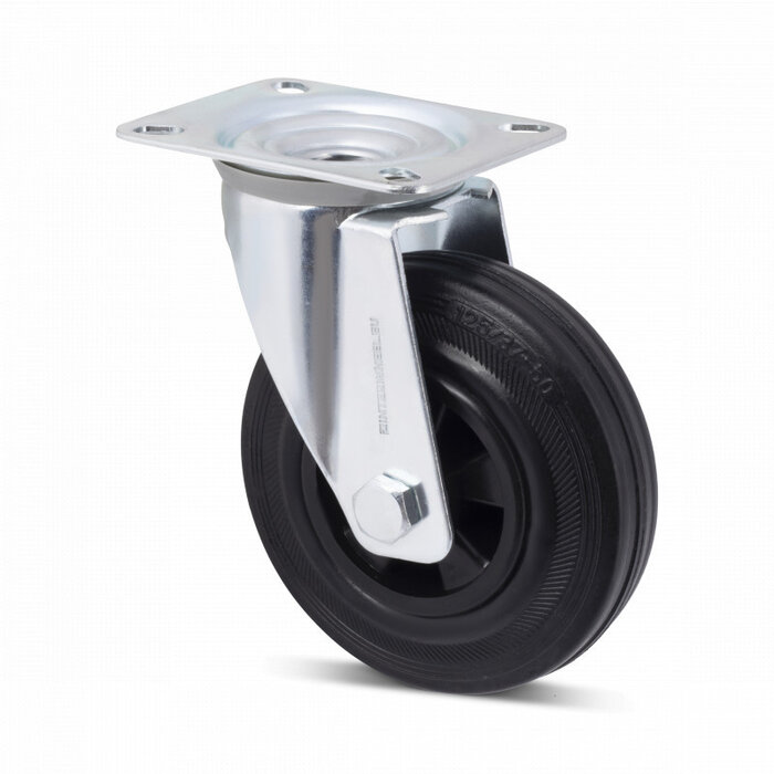 Gumowe kółko obrotowe 125 mm - łożysko wałeczkowe - 100 kg