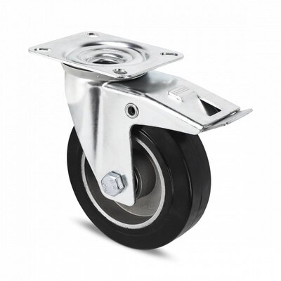 Gumowe kółka obrotowe z hamulcem 125 mm łożysko kulkowe - 200 kg