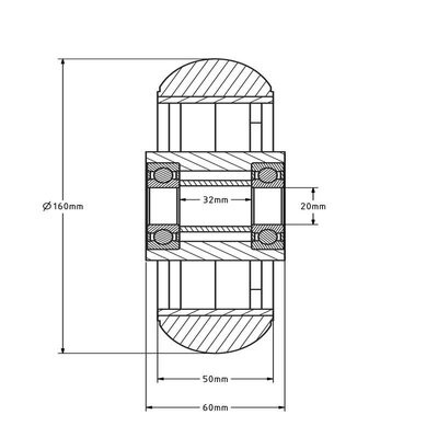 Kóło PU 160 mm - otwór 20 mm - 510 kg