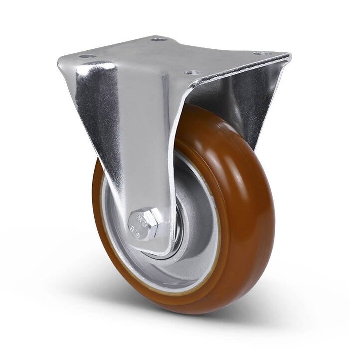 Kółko stałe PU 125 mm brązowe wypukłe - 310 kg