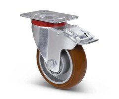 Kółko obrotowe PU z hamulcem 125 mm wypukłe - 310 kg