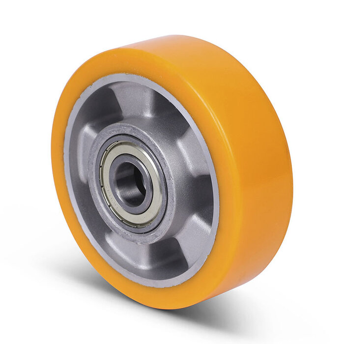 Kóło PU 125 mm - otwór łożyska kulkowego 20 mm - 350 kg