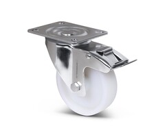 Stal nierdzewna Kółko obrotowe z hamulcem 100 mm Nylon - 200 kg