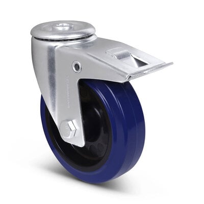Gumowe kółka obrotowe z hamulcem 125 mm - łożysko rolkowe - 220 kg