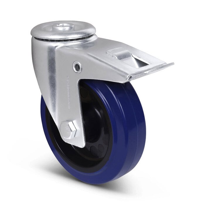 Gumowe kółka obrotowe z hamulcem 125 mm - łożysko rolkowe - 220 kg