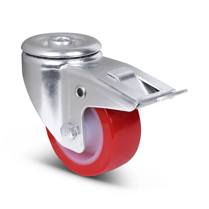 Kółka obrotowe PU z hamulcem 80 mm - łożysko rolkowe - 130 kg