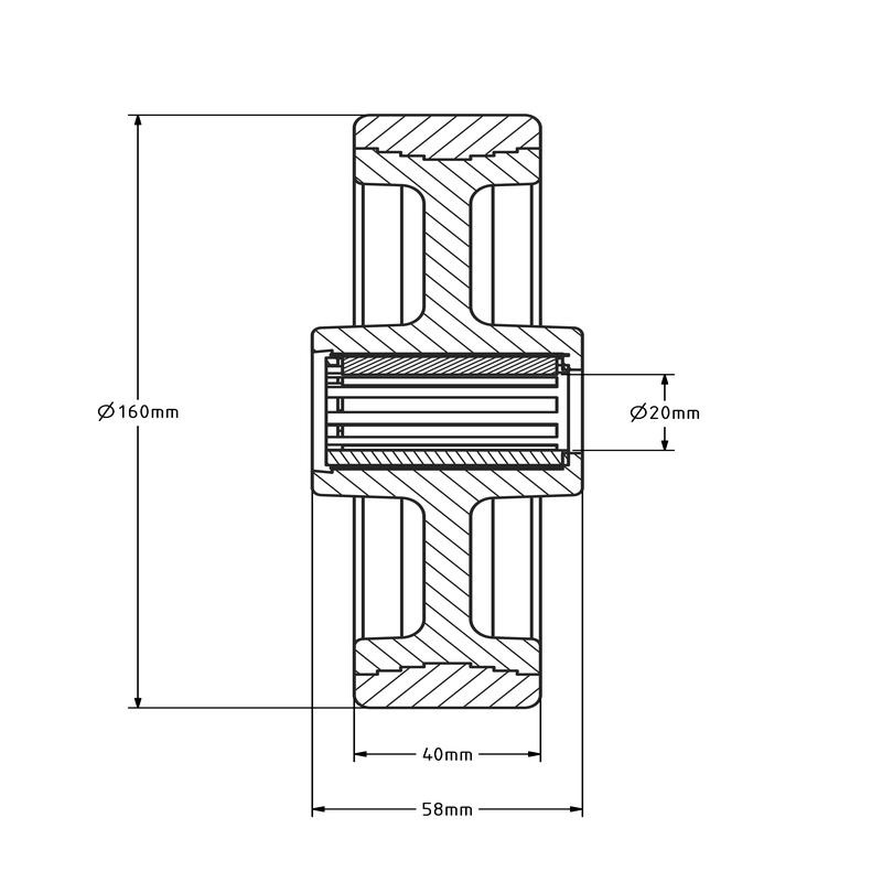 Kóło ze stali nierdzewnej 160 mm - PU - łożysko wałeczkowe - 400 kg