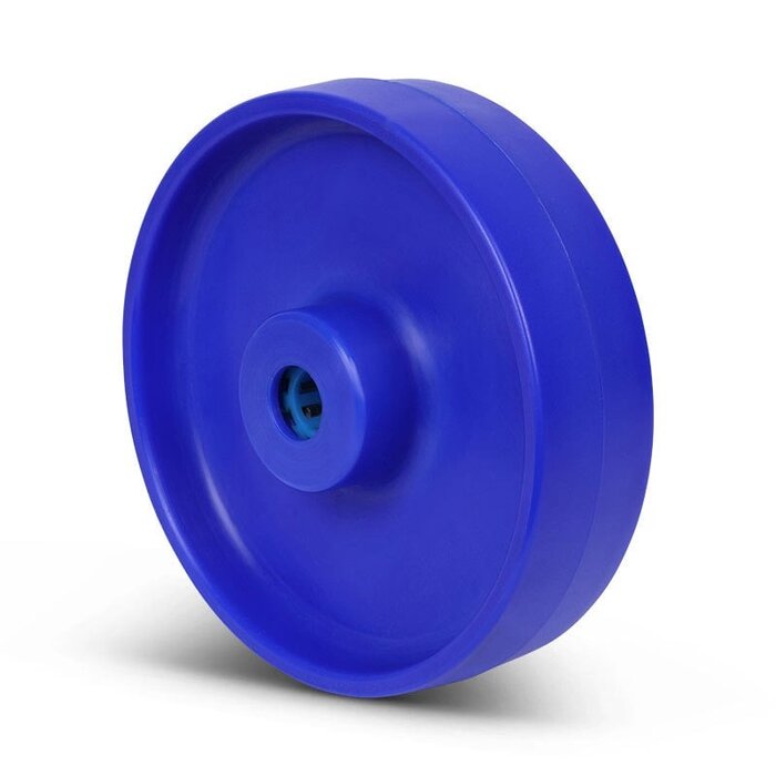 Kóło ze stali nierdzewnej 150 mm - niebieski poliamid - łożysko rolkowe - 400 kg