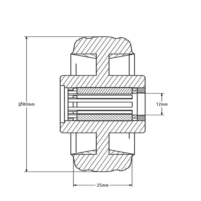 Kółko gumowe 80 mm - otwór łożyska wałeczkowego 12 mm - 50 kg