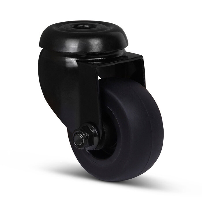 Czarne kółko obrotowe 50 mm - otwór na śrubę - 50 kg
