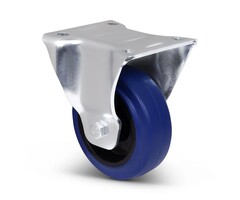 Wzmocnione niebieskie gumowe kółko stałe 100 mm - 180 kg
