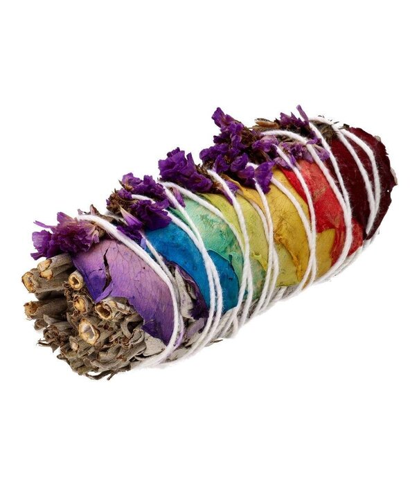Witte salie smudge stick met chakra (5 stuks)