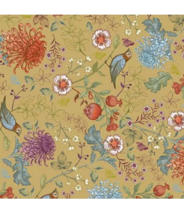 Inpakpapier Birdy Blossom kraft 50cm breed