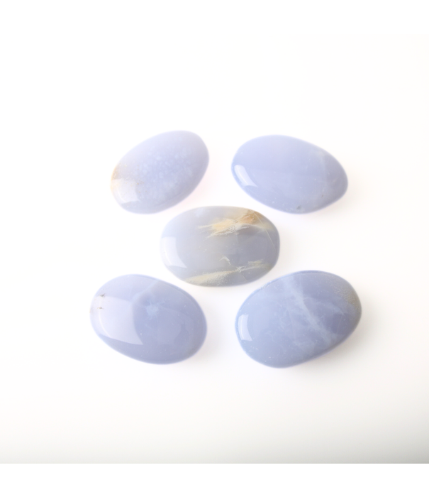Blauwe Chalcedoon handsteen (per stuk)