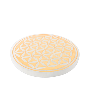 Seleniet oplaad schijf flower of life goud 20cm