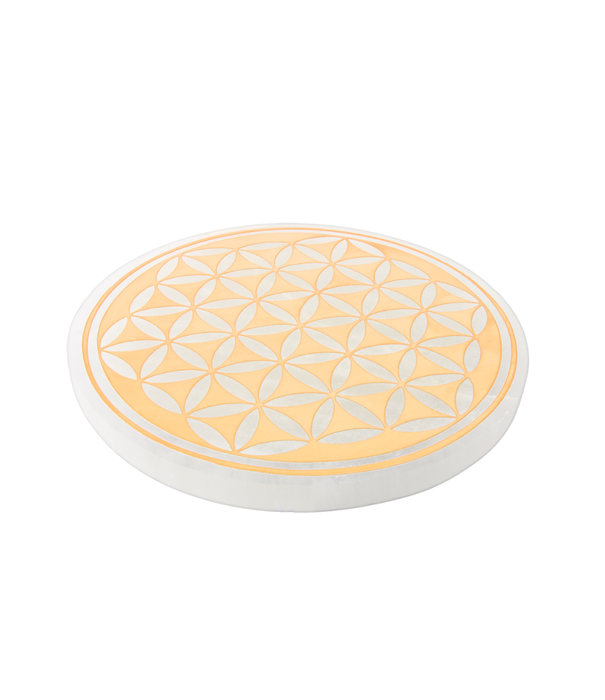 Seleniet oplaad schijf flower of life goud 20cm