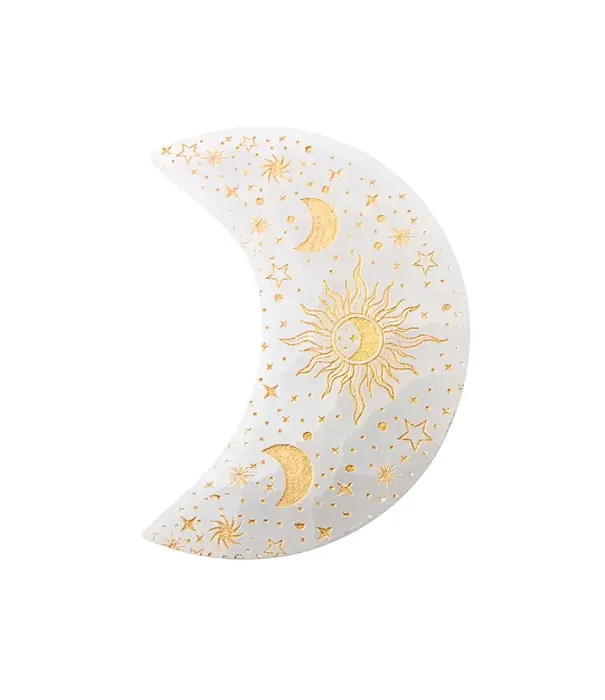 Seleniet schijf maan goud 10cm