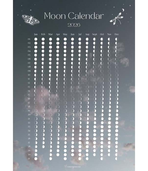 Maankalender 2026 postkaart (25 stuks)