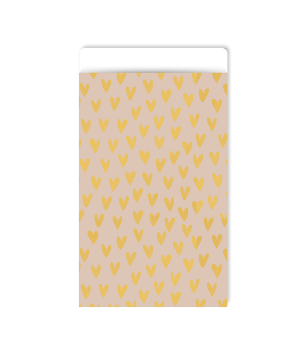Cadeauzakje Lots of love gold 7x13cm