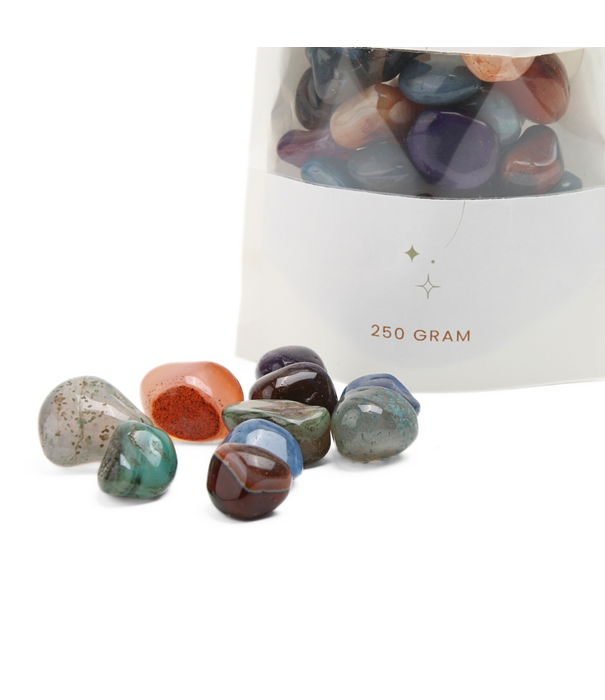 Trommelstenen mix S 250 gram