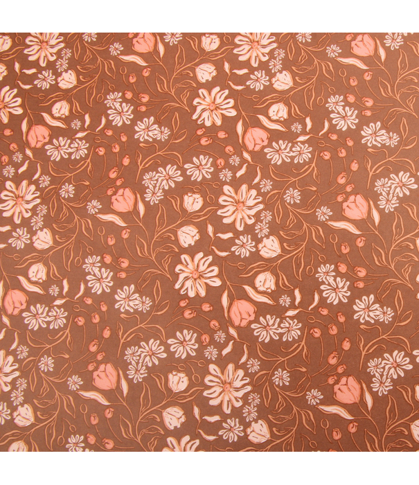 Inpakpapier Rustic Blossom kraft 30cm breed NIEUW
