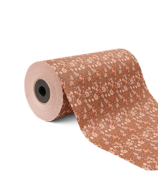 Inpakpapier Rustic Blossom kraft 50cm breed NIEUW