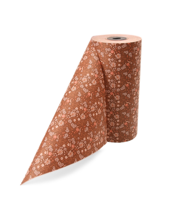 Inpakpapier Rustic Blossom kraft 50cm breed NIEUW