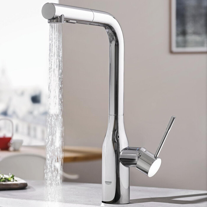 Grohe Essence New keukenmengkraan met uittrekbare handdouche chroom