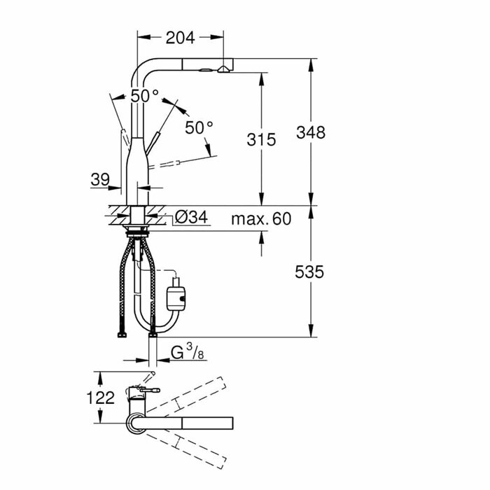 Grohe Essence New keukenmengkraan met uittrekbare handdouche chroom