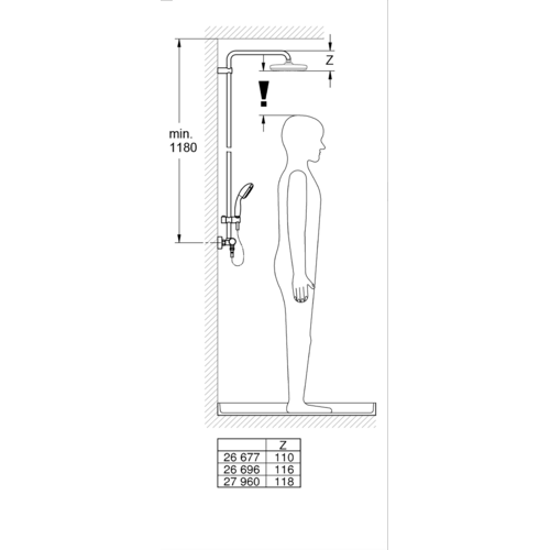 GROHE Vitalio Start doucheysteem met hoofddouche chroom GROHE Vitalio Start doucheysteem met hoofddouche chroom