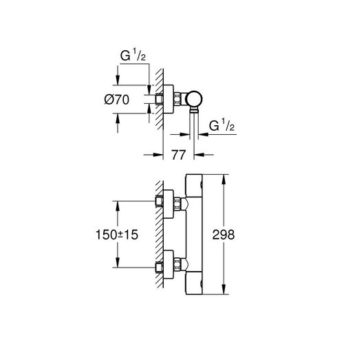 Grohe Grohtherm 1000 Cosmopolitan M douchethermostaat supersteel