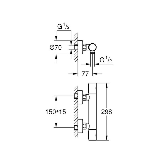 Grohe Grohtherm 1000 Cosmopolitan M thermostatische douchekraan hard graphite geborsteld