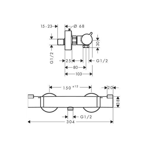 Hansgrohe Ecostat Comfort douchethermostaat mat zwart Hansgrohe Ecostat Comfort douchethermostaat mat zwart