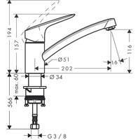 Hansgrohe Logis 160 Coolstart- EcoClick Keukenmengkraan chroom