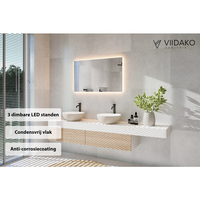 Badkamerspiegel Rechthoek 140 x 80 cm - Anti-Condens & LED Dimbaar