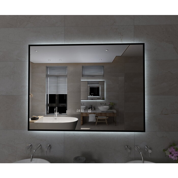 Badkamerspiegel Rechthoek Mat Zwart 100 x 60 cm - Anti-Condens & LED Dimbaar