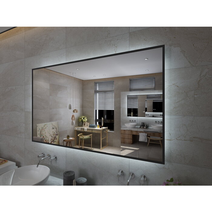 Badkamerspiegel Rechthoek Mat Zwart 100 x 60 cm - Anti-Condens & LED Dimbaar