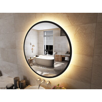 Badkamerspiegel Zwarte rand - ø 60 cm - Anti-Condens & LED Dimbaar