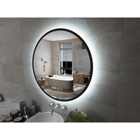 Badkamerspiegel Zwarte rand - ø 80 cm - Anti-Condens & LED Dimbaar