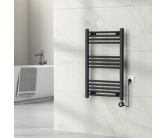 Elektrische Handdoekradiator - Mat Zwart - 800×500 mm - 300 Watt - inclusief thermostaat